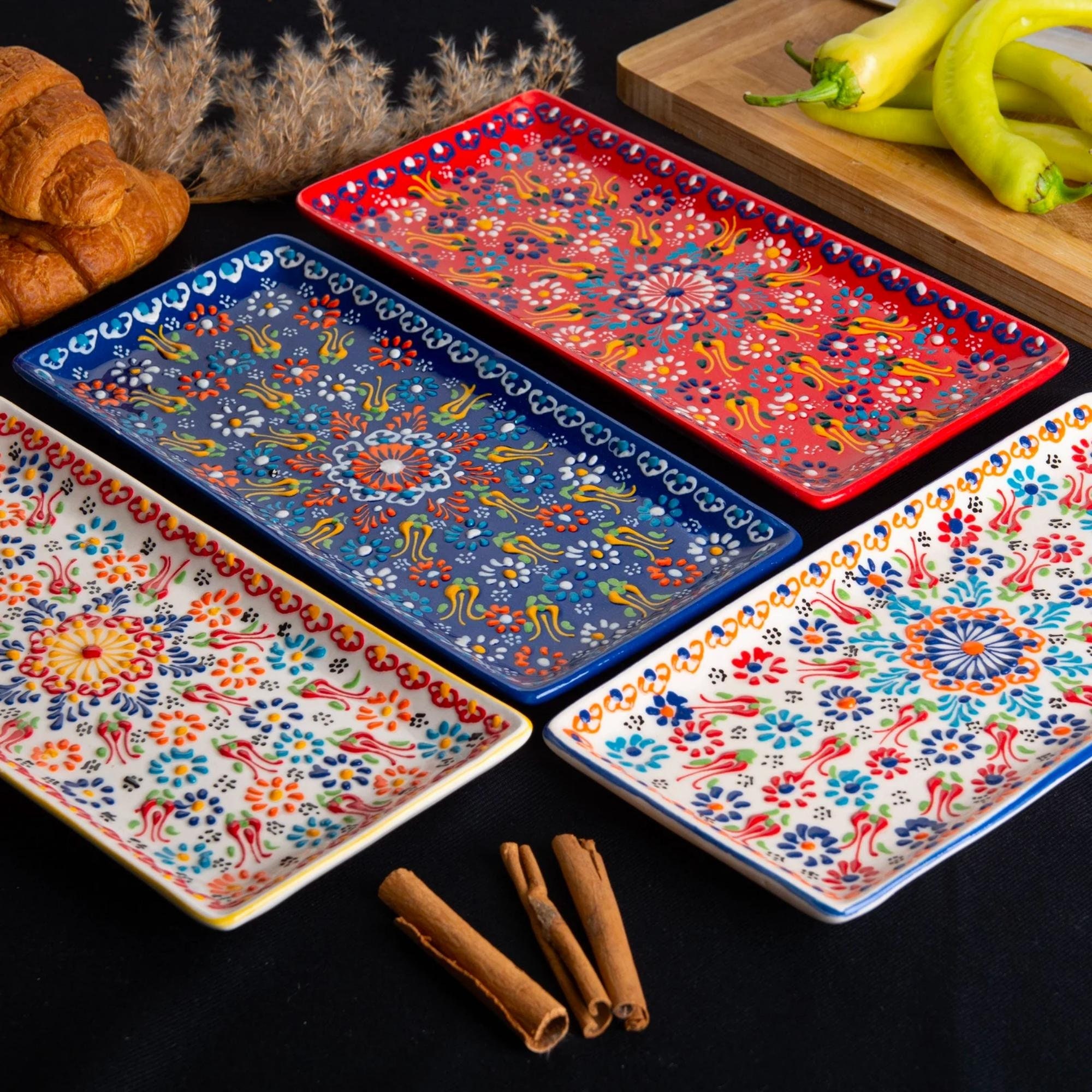 Ceramic Tray Plate 13cm, Handmade Turkish Ceramic Tray, Hand Painted, Microwave Safe, Lead-Free, Food-Safe, Handmade Pottery, Gifts For Mom