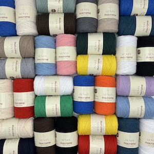 Cordón de macramé Sensy Premium de 2 mm (160 yardas), 100 % algodón reciclado, ideal para bolsos de crochet, cuerda de macramé y crochet.