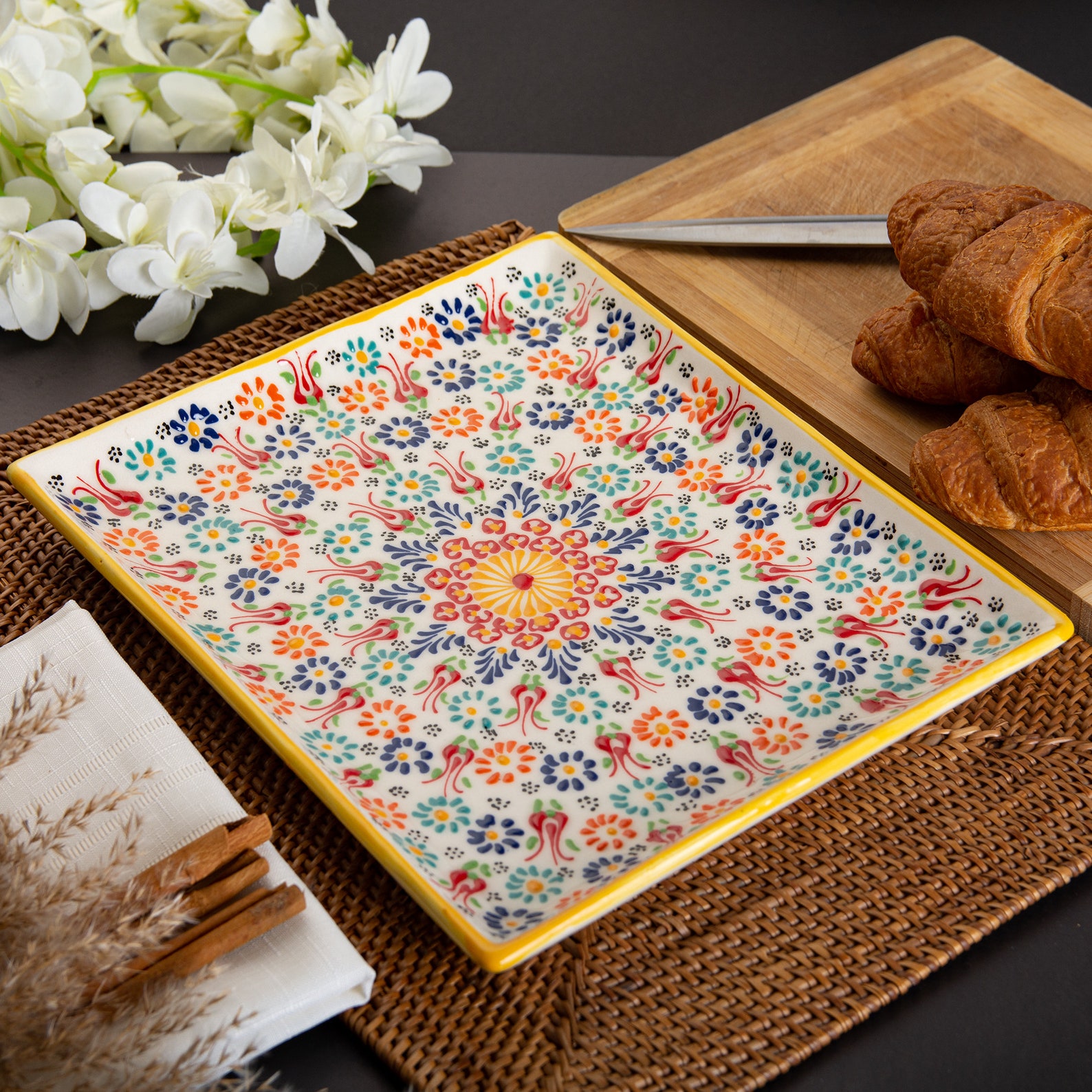 Ceramic Tray Plate 23cm Handmade Turkish Ceramic Tray Hand Etsy