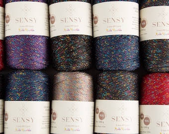 Sensy Premium 2mm Multi Sparkle - 251 yardas 90% Polipropileno / 10 Cordón de Macramé de Poliéster