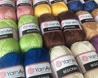 YarnArt Begonia - Mercerized Knitting Yarn, 100% Mercerized Cotton, Accessory Yarn, Lace Yarn, Amigurumi, Crochet Yarn, 1.76 Oz, 185 Yds