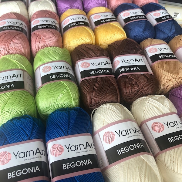 YarnArt Begonia - Mercerized Knitting Yarn, 100% Mercerized Cotton, Accessory Yarn, Lace Yarn, Amigurumi, Crochet Yarn, 1.76 Oz, 185 Yds