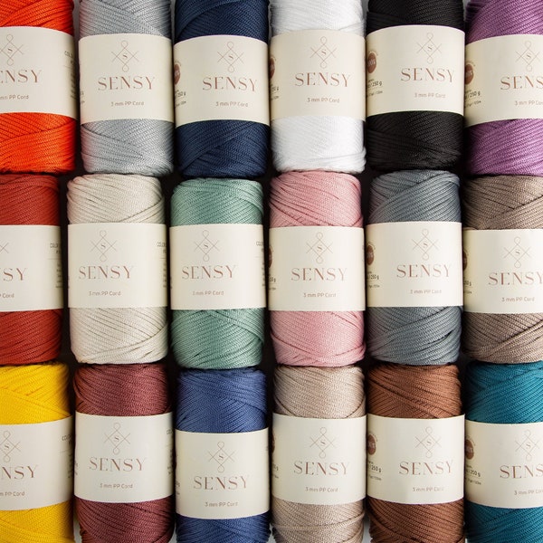 Sensy Premium 3mm 131 Yards Polyester Rope 100% Polypropylene Cord Macrame Cord 3mm Crochet Bag Cord Macrame Rope Gift for Knitter