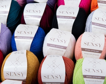Sensy Premium 100% miękka bawełniana włóczka do robienia na drutach i szydełkowania amigurumi, włóczka do makramy, idealna do koców, narzut, poduszek, projektów lalek dziecięcych