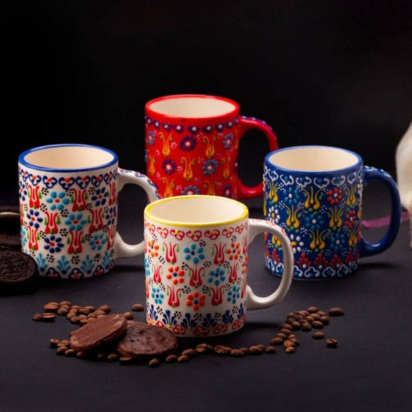 Mug Handmade Pottery Unique Gift 100% Hand Painted, Lead-Free, Food-Safe, Decorative Ceramic Coffee Mugs, Gift for Wife, Gift for Mom