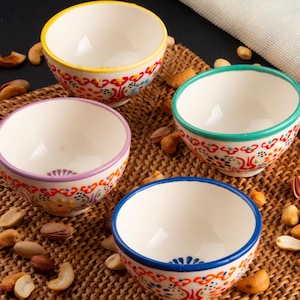 Ceramic Footed Bowls 8cm, Handmade Turkish Ceramic Bowl, Hand Painted, Microwave Safe, Lead-Free, Food-Safe, Handmade Pottery, Gifts For Mom