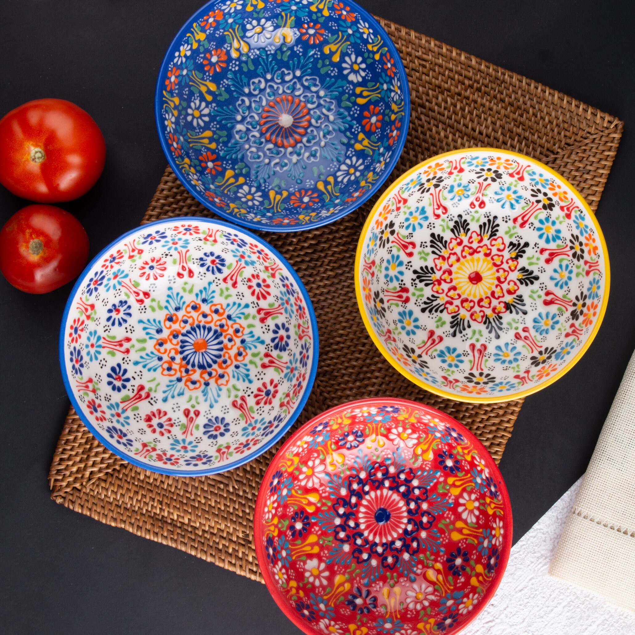 Ceramic Bowls 16cm, Handmade Turkish Ceramic Bowl, Hand Painted