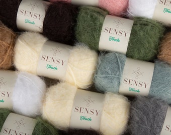 Sensy Touch Yarn, Fluffy Elegance: Eyelash Yarn and Crochet Yarn, 3.5 oz, 268 Yards, Gauge 3 Light