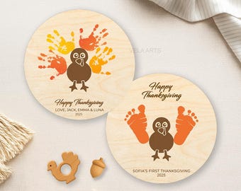 Personalized Thanksgiving Handprint Sign, DIY Wooden Keepsake