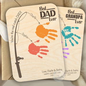 Fishing Handprint Sign, DIY Handprint Sign, Personalized Gift from Kids, Fathers Day Sign, Gift For Dad, Custom Handprint Sign for Gift