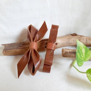 Leather Barrette, Leather Hair Clip, Bow Barrette, Bow Hair Clips, Hair Barrette, Barrette Hair Clips, Holiday gift set, Hair Accessories