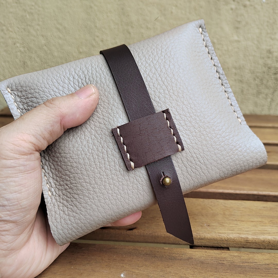 Soft Leather Sanitary Pads Holder in Light Gray, Panties Liner Holder