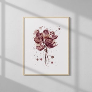 Real Wine wydruk artystyczny, czerwone wino, malarstwo kwiatowe, wydruk do salonu, ilustracja botaniczna, sztuka natury, abstrakcyjne kwiaty, sztuka piwnicy z winem