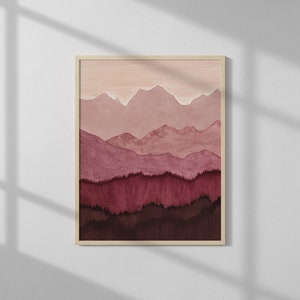 リアルワイン: 山の壁アート ワインアートプリント、モダンな山のプリント、自然のプリント、風景の壁アート、ボヘミアンプリント、抽象的な自然のアートプリント
