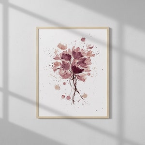 本物のワイン: アートプリント、花の絵画、リビングルームプリント、植物イラスト、抽象的な花柄、ワインセラーアート、ワインカントリープリント
