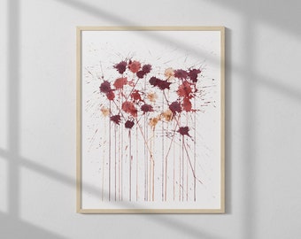 Wine Print: Petal splatters | Abstract wine art print, kitchen art, cork art, bar cart art, wine country art, bar cart decor, wine decor