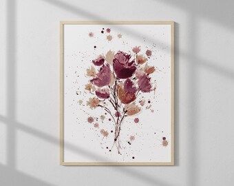 Real Wine Art Print, flower art print, kitchen décor, living room wall art, botanical print, floral print, spring decor, wine cellar art