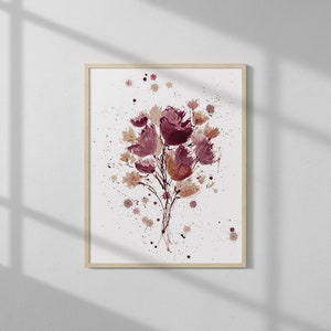 本物のワインアートプリント、フラワーアートプリント、キッチン装飾、リビングルームの壁アート、植物プリント、花柄プリント、春の装飾、ワインセラーアート