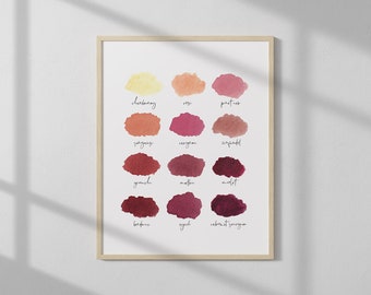 Real Wine: Wine Colors Print | Bar cart accessories, bar cart art décor, wine art print, wine lover decor, wine painting, housewarming gift