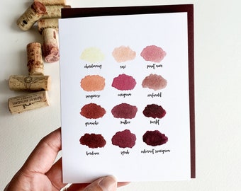 Real Wine: Wine Colors Greeting Card | Valentine’s day gifts, wine lover gift, wine gifts, wine print, bar cart accessories