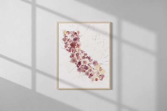 California State Wine Print, California wall art, Napa print, Sonoma, wine country art, bar cart decor, wine cellar art, California print
