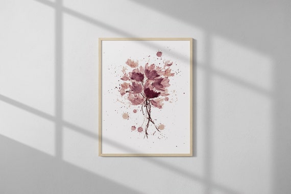 Real wine: art print, floral painting, living room print, botanical illustration, abstract florals, wine cellar art, wine country print