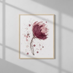Real Wine Art wydruk obrazu kwiatowego, sztuka botaniczna, wydruk do salonu, sztuka kwiatów rumianych, współczesna sztuka ścienna, prezent dla niej sztuka do piwnicy z winami