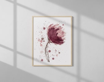 Real Wine Art print floral painting, botanical art, living room print, blush flower art, contemporary wall art, gift for her wine cellar art