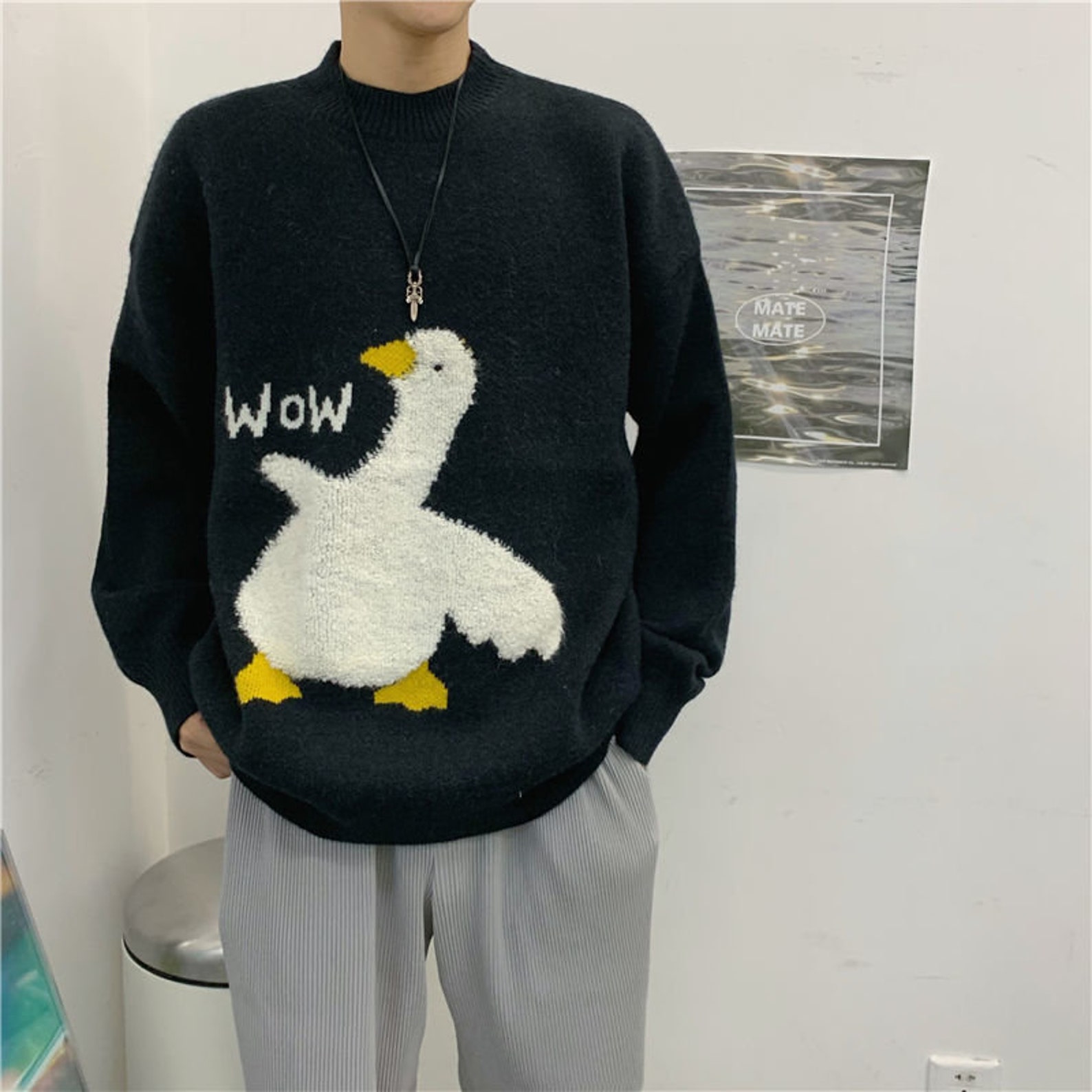 Unisex Cute Duck Sweater Knit Animal Knitted Sweater Etsy