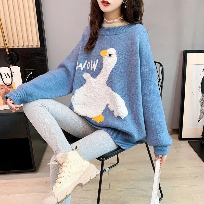 Unisex Cute Duck Sweater Knit Animal Knitted Sweater Etsy