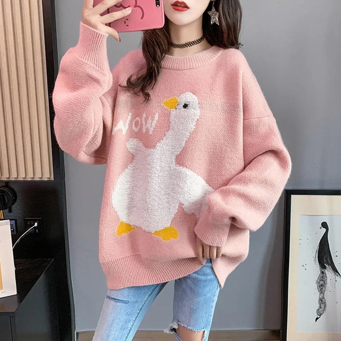 Unisex Cute Duck Sweater Knit Animal Knitted Sweater Etsy
