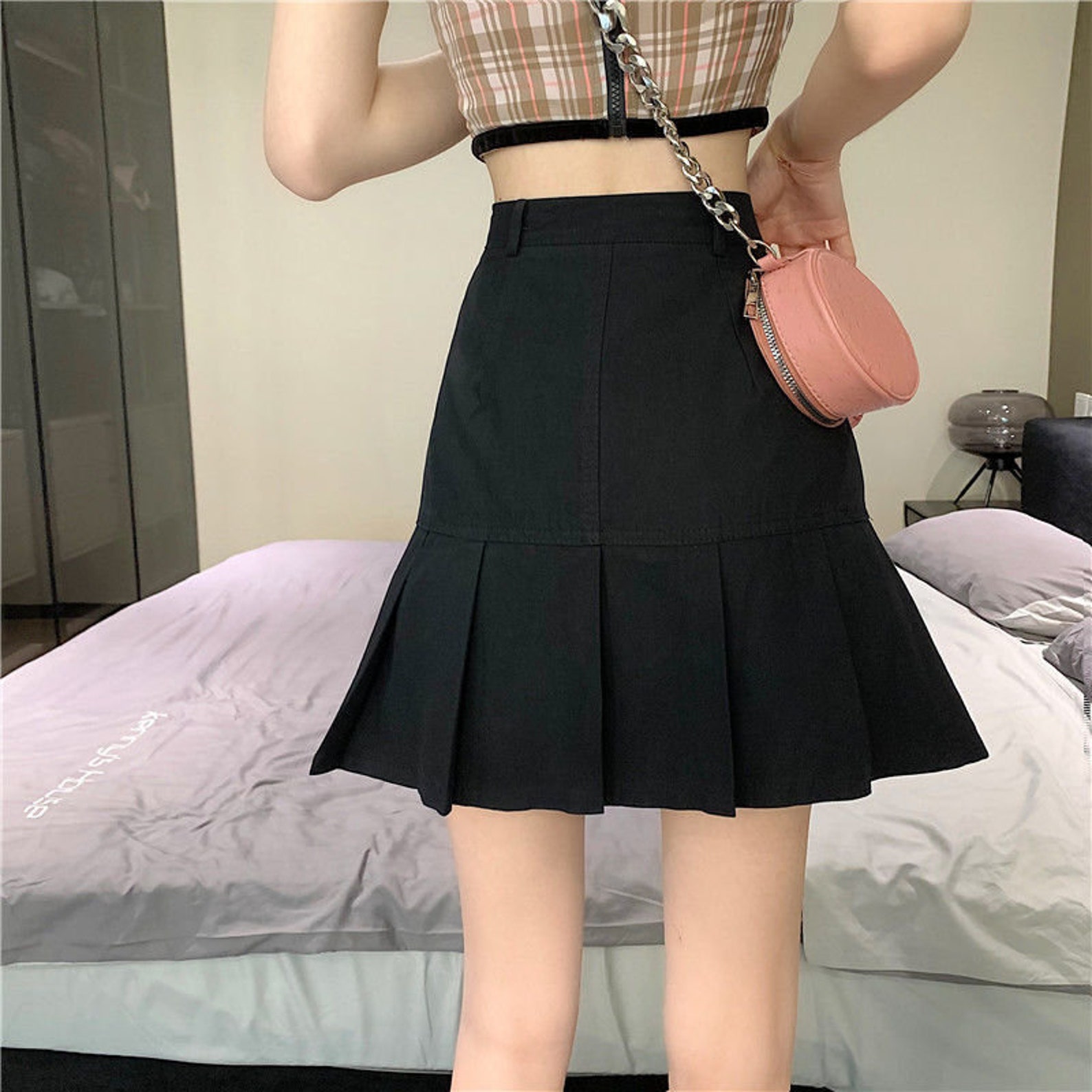 Women Y2K High Waist Pleated Denim Skirt With Pockets Teen | Etsy