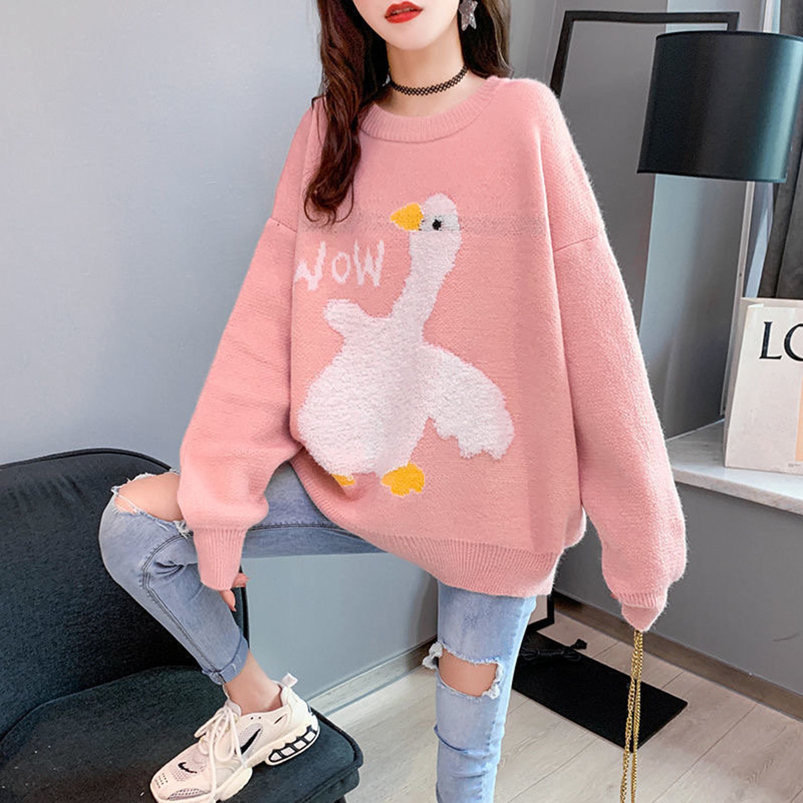 Unisex Cute Duck Sweater Knit Animal Knitted Sweater Etsy