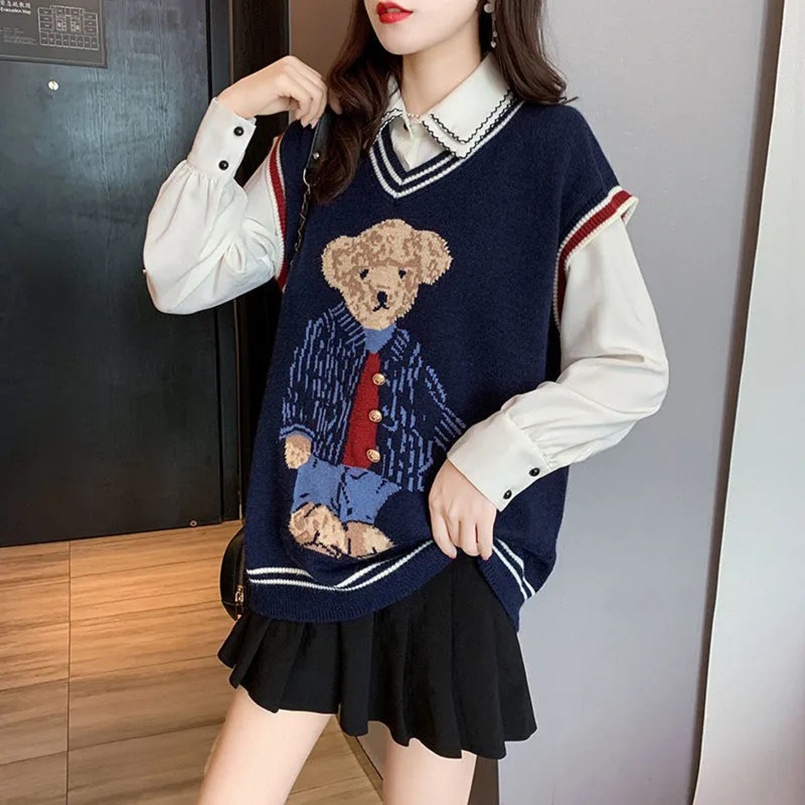 Cute Teddy Bear Sweater Women 80s 90s Sweater Women knit Etsy