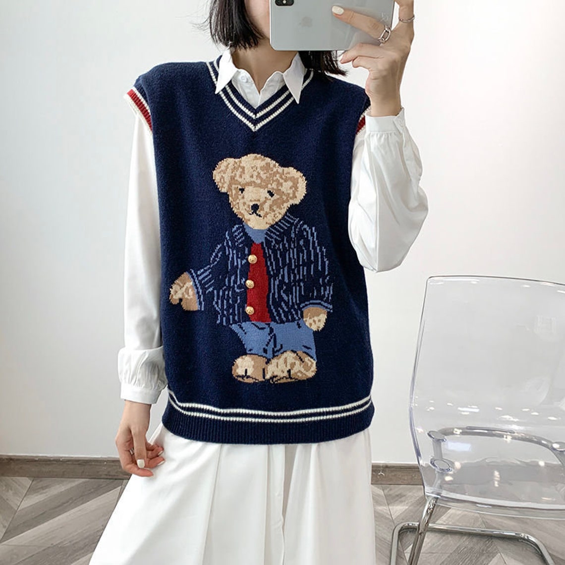 Cute Teddy Bear Sweater Women 80s 90s Sweater Women knit Etsy