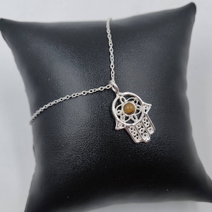Hamsa - Hand of Fatima Charm Necklace | Bracelet Charm | 925 Sterling Silver Charm | Natural Gemstones | Stone Options Available