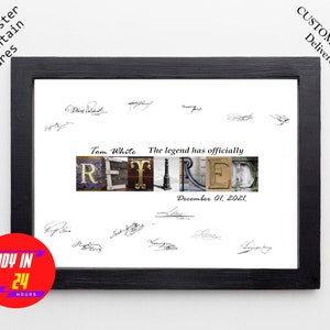 Retirement Signature Gift, Leaving Gift  Retirement Party Gift Coworker Leaving Gift, Colleague Retirement Guestbook Retirement Signing Gift