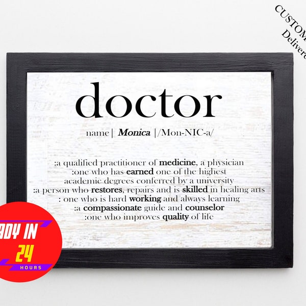 Gift for Doctor, Personalized Thank You Doctor Custom Doctor Art Medical School Doctor Retirement Gift Medical Student Gift Definition Print