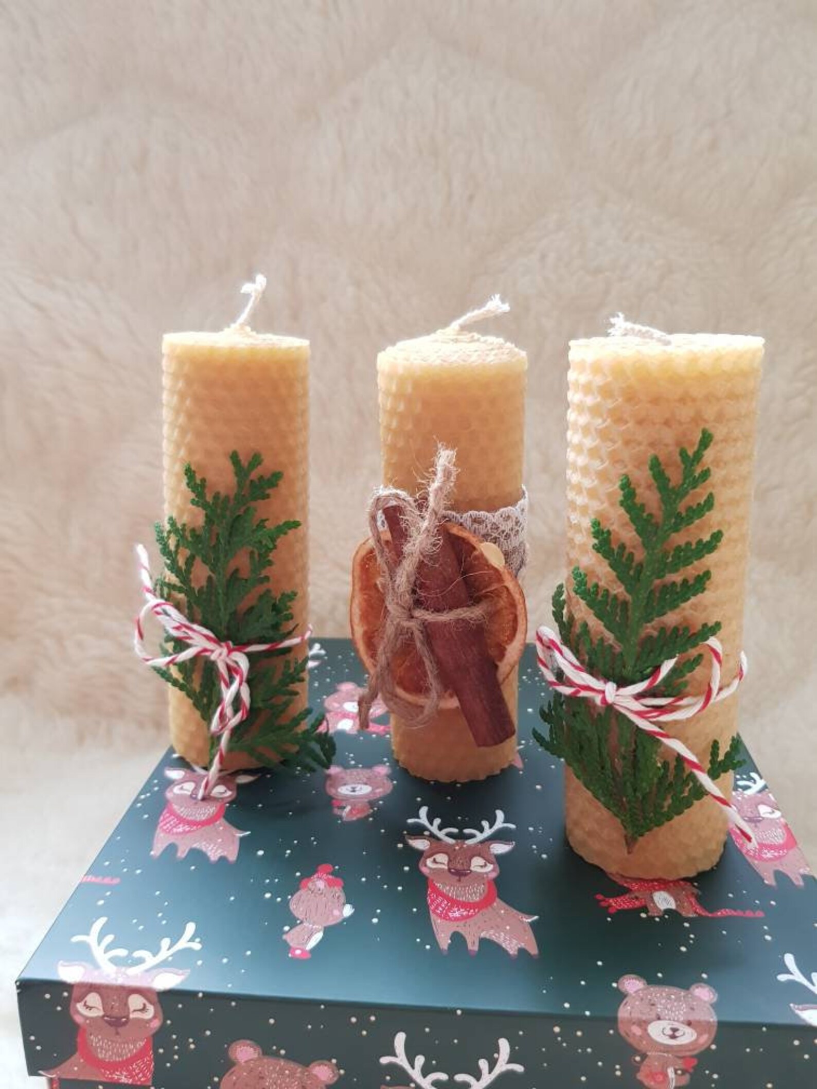 Cozy winter candles set Christmas candles handmade Christmas Etsy
