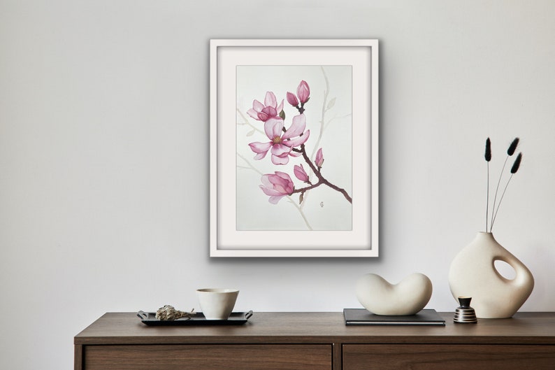 Aperturee Watercolor Magnolia Blossom Floral Stretch Table Cover