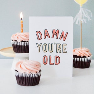 Damn, You’re Old Card - Sassy, Cheeky, Blank Birthday Greeting Card