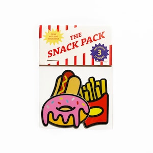 Snack Pack Matte Mirror Effect Stickers - 3er Set oder Einzelner Donut, Pommes, Hot Dog, Niedliche Junk Food Vinyl Sticker
