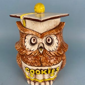 Tarro de galletas de graduación con forma de búho de Treasure Craft vintage