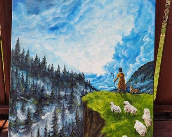 The Shepherd, original oil painting on stretched canvas 24"/30"