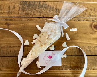 Large White Sweet Cones: Wedding Party Favors