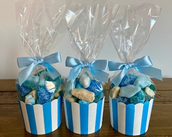 Blue sweet cups, candy cups, treat cups, baby shower sweets