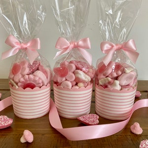 Pink sweet cups, candy cups, treat cups, baby shower sweets, sweets for girls