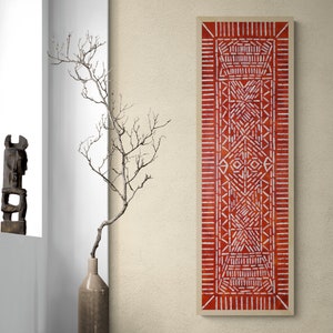 Long Narrow Tribal PRINTABLE Wall Art Vertical Rust Brown Horizontal Wall Decor Printable Warm Geometric Rustic Farmhouse Wall Art Download