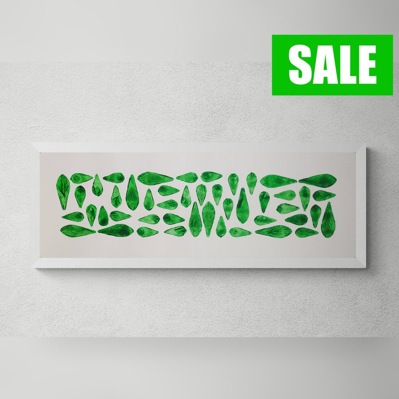 Long Narrow Green PRINTABLE Horizontal/vertical Block Print Wall Decor ...