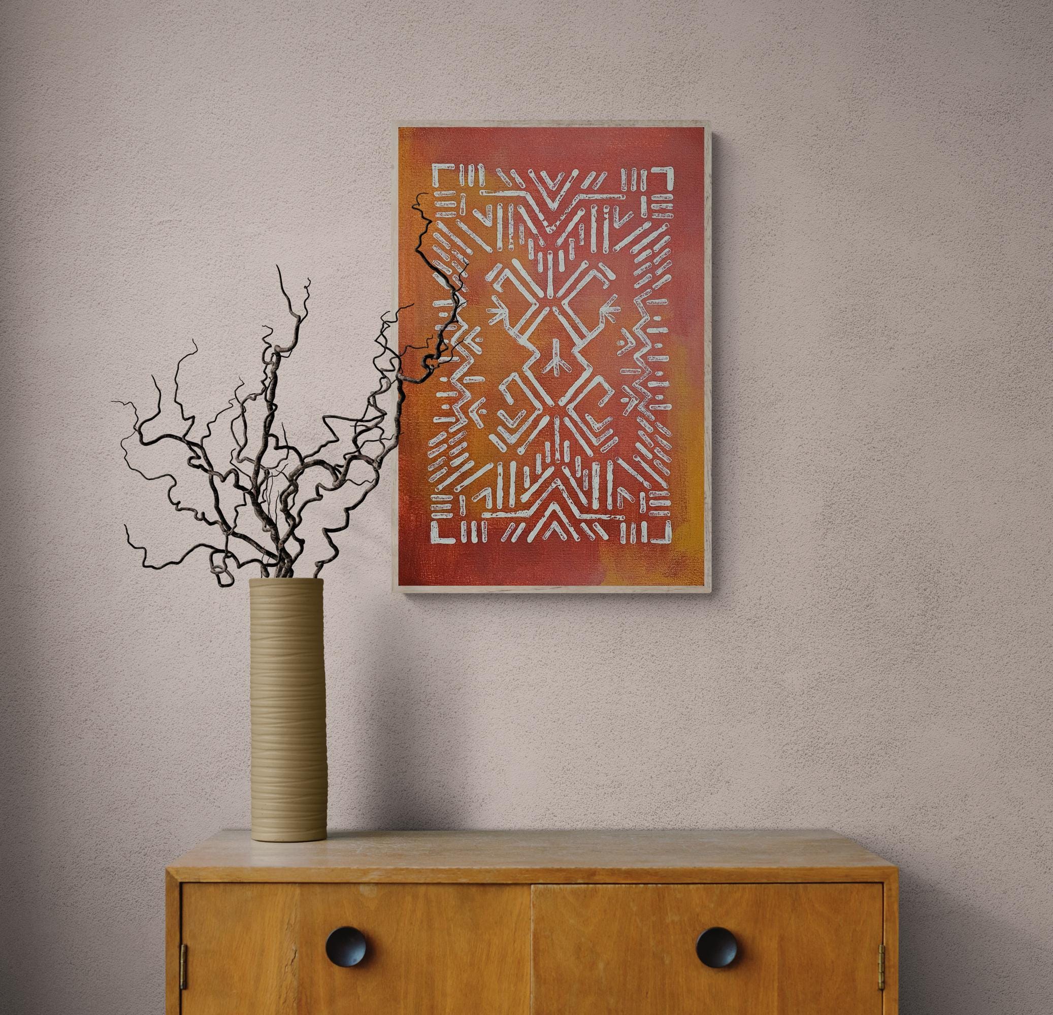 Rustic Posterboard Cozy Rustic Block Print Poster: Warm Tribal Paper Print 3 Sizes - Etsy